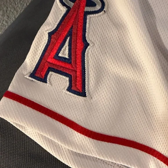 Nike White/Red Los Angeles Angels #18 Baseball Jersey